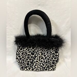 Leopard Print Faux Fur Trim Bag